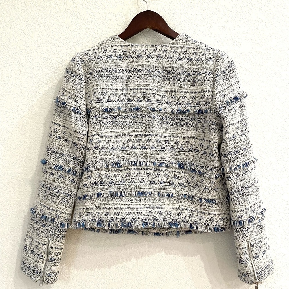 NEW Joie Tweed Fringe Boucle Moto Jacket Boho Size Small - Picture 11 of 14